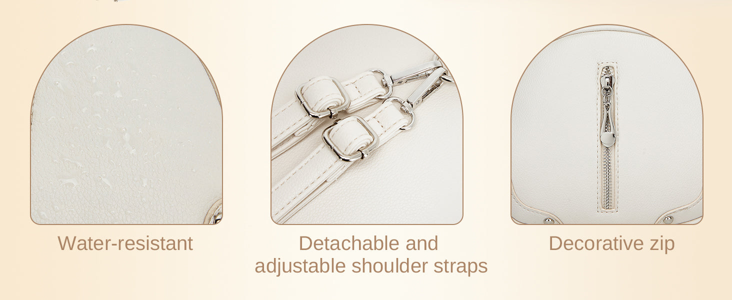 Miss Lulu Women's Waterproof Backpack - Lightweight PU Leather with 4 Zipper Pockets & Detachable Strap