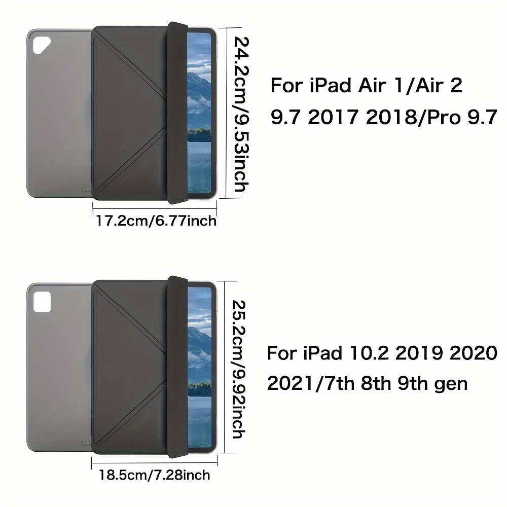 Foldable Lightweight Hard Shell Case for iPad Air 1-9, for iPad 5th-11, for iPad Mini 5-4, Artificial Leather with Adjustable Stand - Protective Cover for 26.67cm to 27.69cm Models