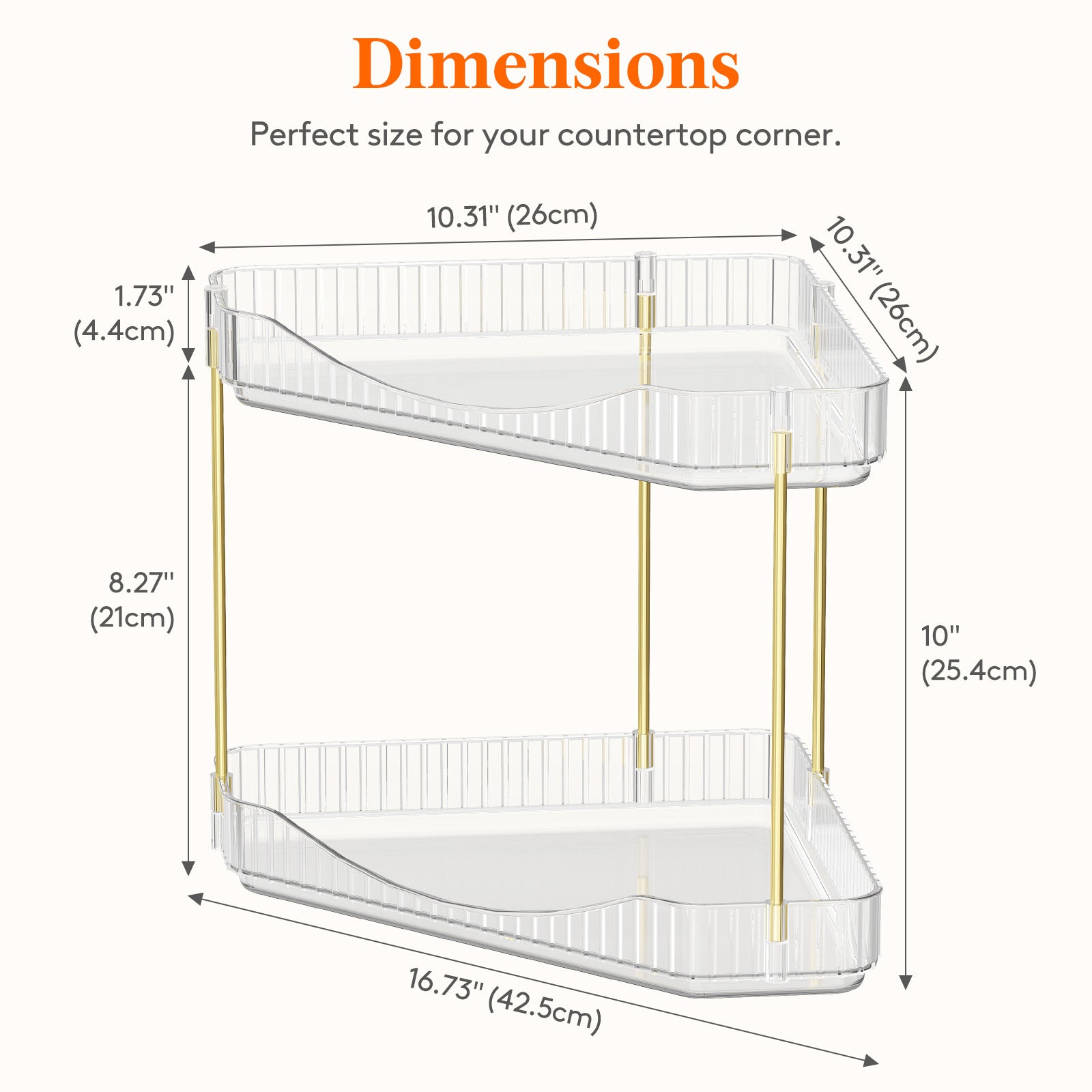 Bathroom Organiser Countertop Storage, Plastic Makeup Skincare Organiser, Vanity Perfume Trays Counter Shelf, Corner Shower Caddy, Corner Storage in Dresser, Bedroom, Kitchen