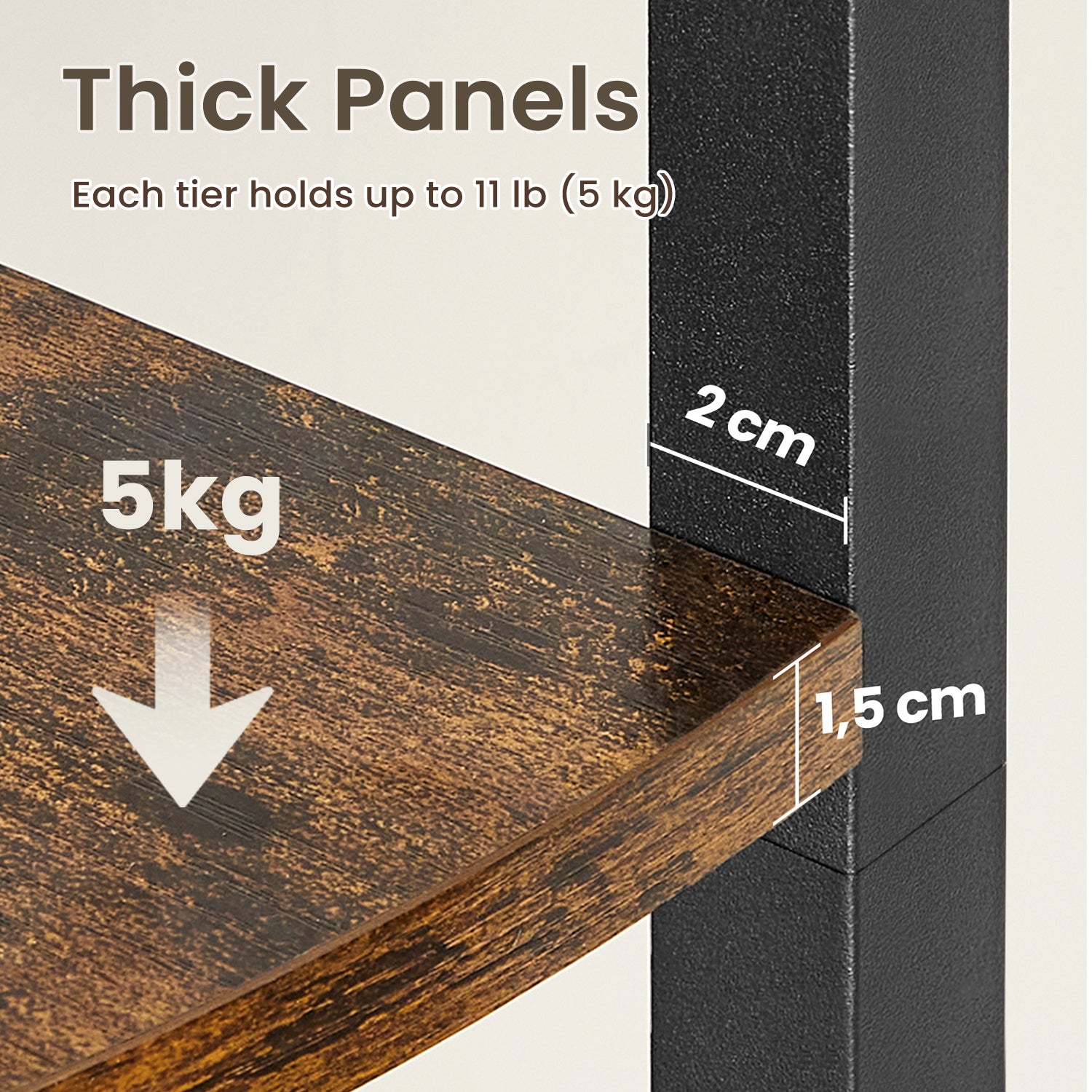 5-Tier Corner Shelf, Storage Shelving, Versatile for Plants Books, for Bedroom Living Room Kitchen Office, Easy Assembly, Industrial