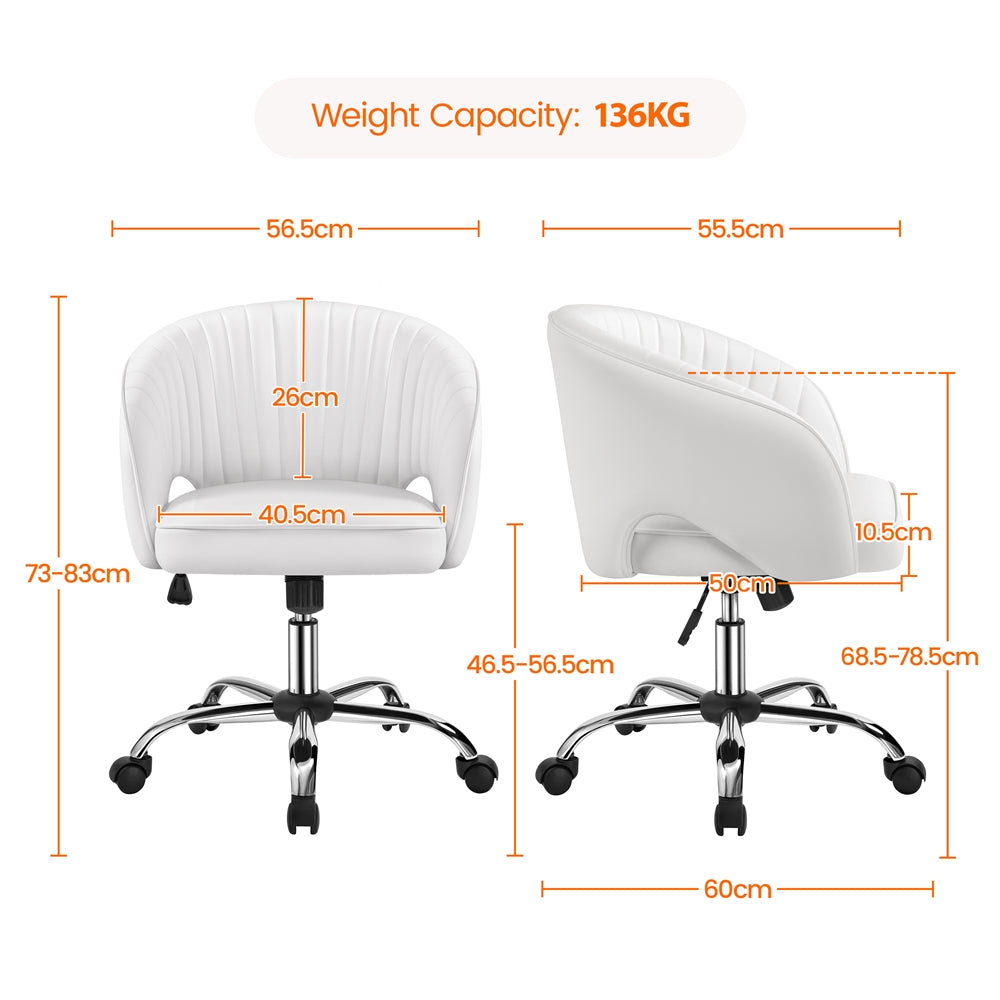 Costoffs Velvet Office Chair Tufted Desk Chair with Height Adjustable Seat, Swivel Barrel Accent Chair with Rolling Wheels for Home Office, Pink/White/Cream/Dark Grey/Light Grey