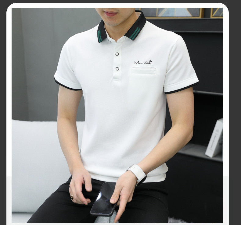 Summer Men's Solid Color Short Sleeve T-shirt Top