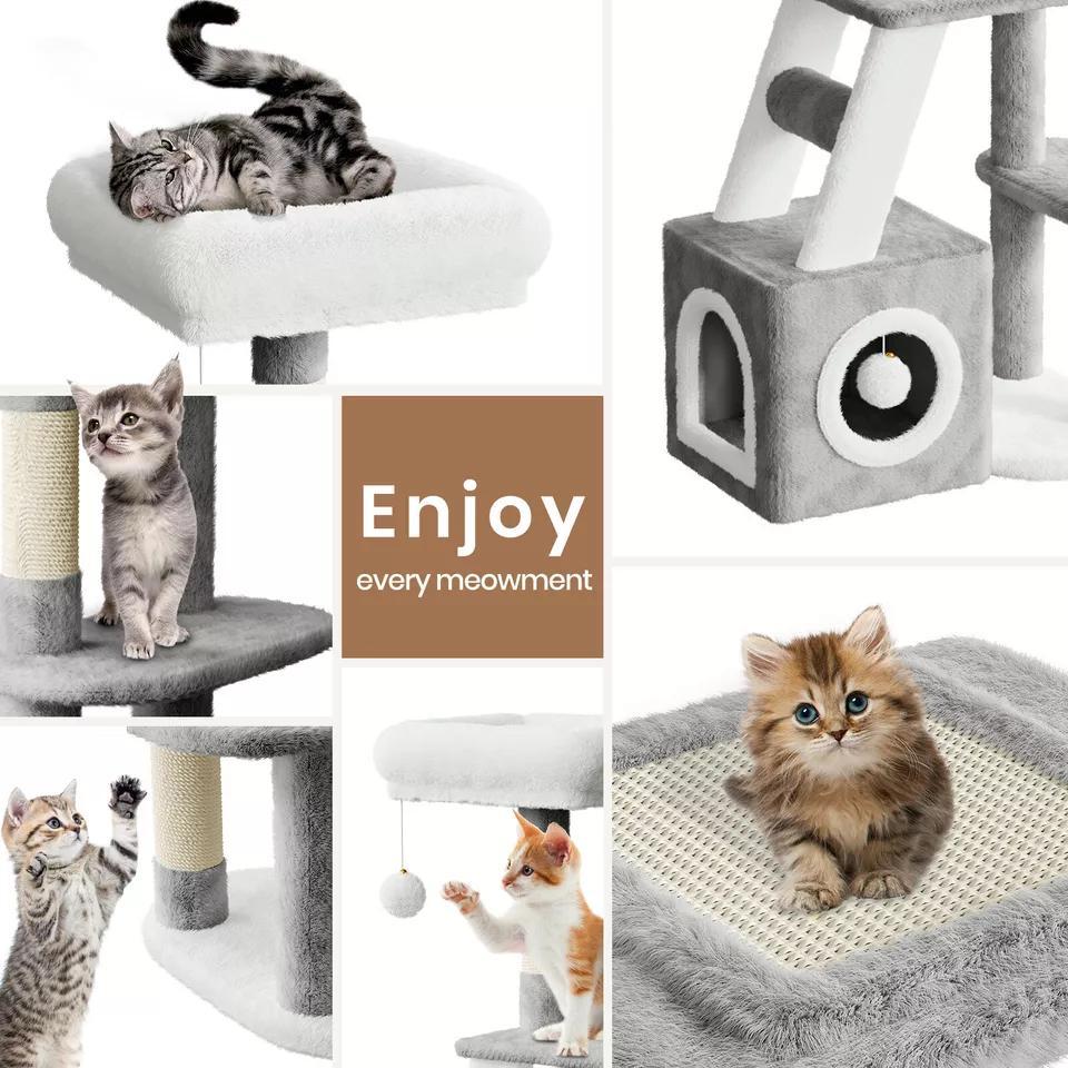 Dogat 107cm High - Quality Multilevel Cat Tree Tower with Scratching Posts - The Perfect Indoor Climbing House Condo for Your Feline Friend