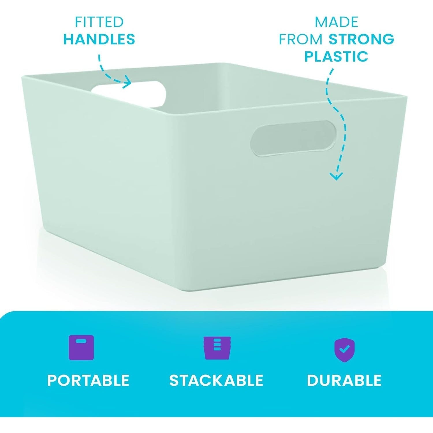 Niftii 5-Pack Plastic Storage Baskets with Sturdy Handles, Lightweight & Durable Design, Ideal for Kitchen, Bathroom, and Cleaning Organisation, 3.9L Capacity, 17 x 25 x 11cm