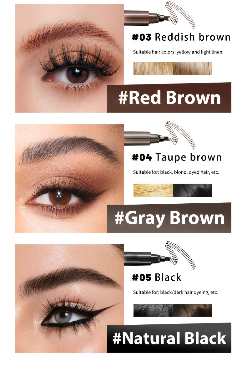 6-Pack Makeup Artist Special One-Stroke Shaped Simulation Eyebrow Feeling Ultra-Thin Four-Pronged Eyebrow Pen Waterproof and Anti-Scratch No Bleeding Natural Three-Dimensional Eyebrow Pen Natural and Vivid Roots Clear Not Rem