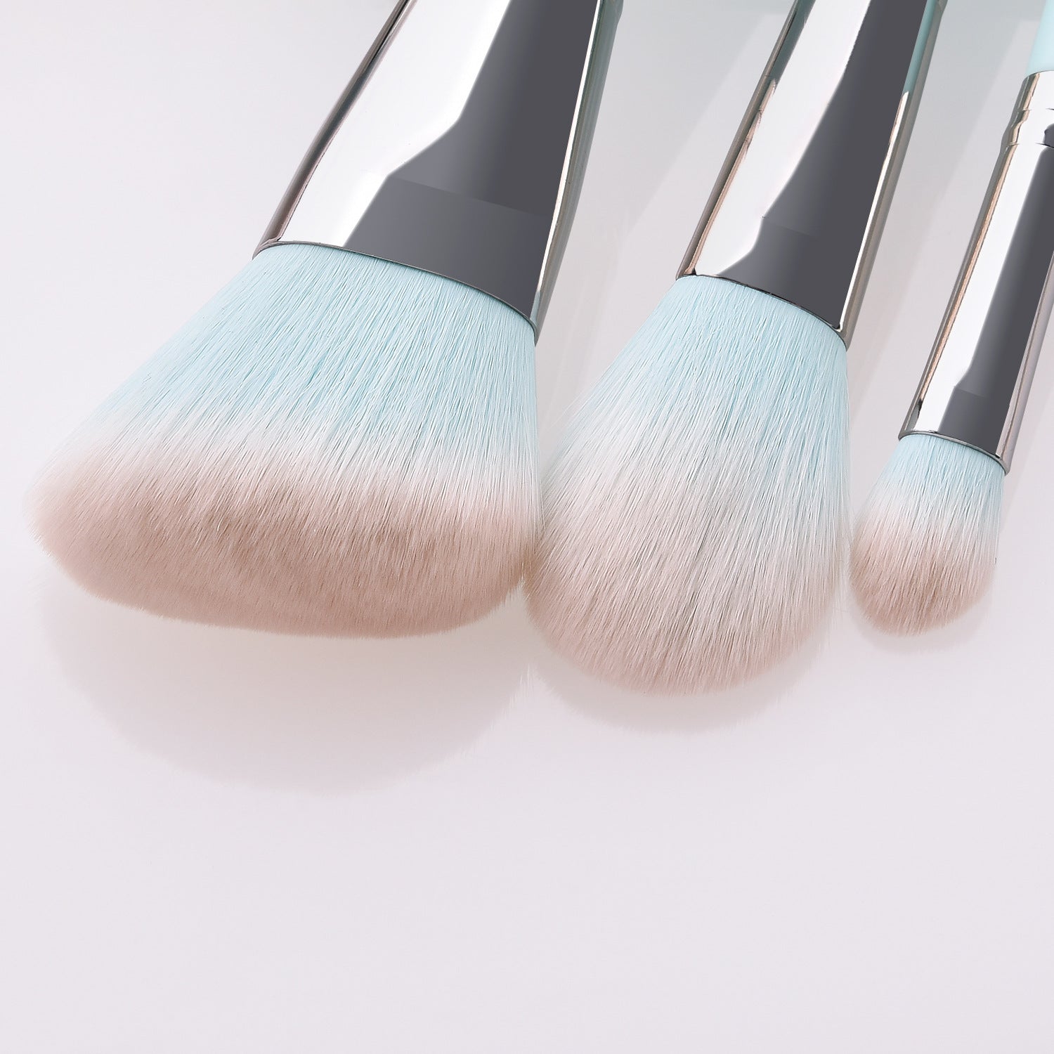 12pcs Light Blue Handle Makeup Brush Set: Foundation, Eyeshadow Brush with Bag, Makeup Tool Set