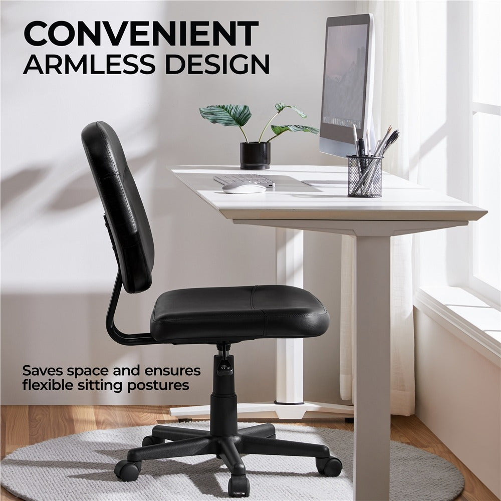 Costoffs Armless Office Chair Swivel Task Chair Mid Back Desk Chair Rolling Computer Chair without Arms for Office Study Meeting Room