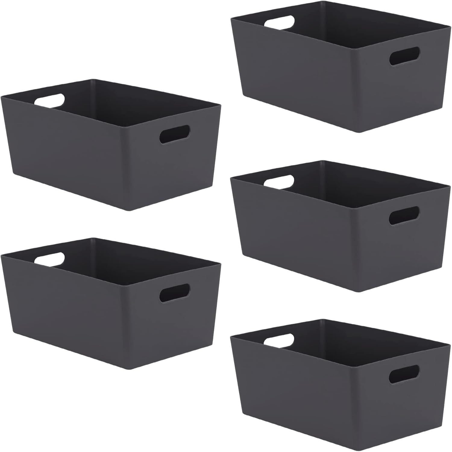 Niftii 5-Pack Plastic Storage Baskets with Sturdy Handles, Lightweight & Durable Design, Ideal for Kitchen, Bathroom, and Cleaning Organisation, 3.9L Capacity, 17 x 25 x 11cm