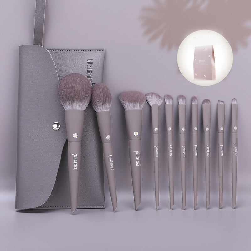 MSQ Make Up Brushes 10Pcs Makeup Brush Set: Foundation Brush, Blending Brush, Synthetic Hair Powder Brushes, Fan Brushes, Eyeshadow Brushes, Eye Brushes Set with Bag