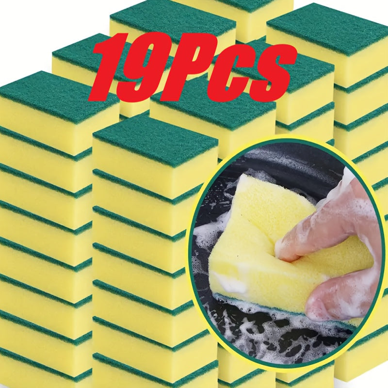 9/19/29/39/49pcs Kitchen Sponges, Multifunctional, Super Absorbent, Rust and Oil Remover, Double Grip Design, Suitable for Utensils, Cookware, and Furniture Cleaning