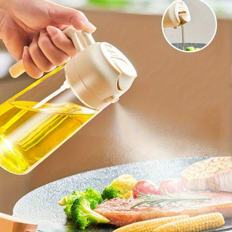 Large Capacity Oil Spray Bottle with Precise Mist Sprayer - Two-In-One Oil Dispenser & Sprayer, Non-Spill Kitchen Oil Bottle for Cooking, BBQ, Baking, Salad - Heavy-Duty Plastic Construction, Easy-Pour Spout - Ideal for Home,