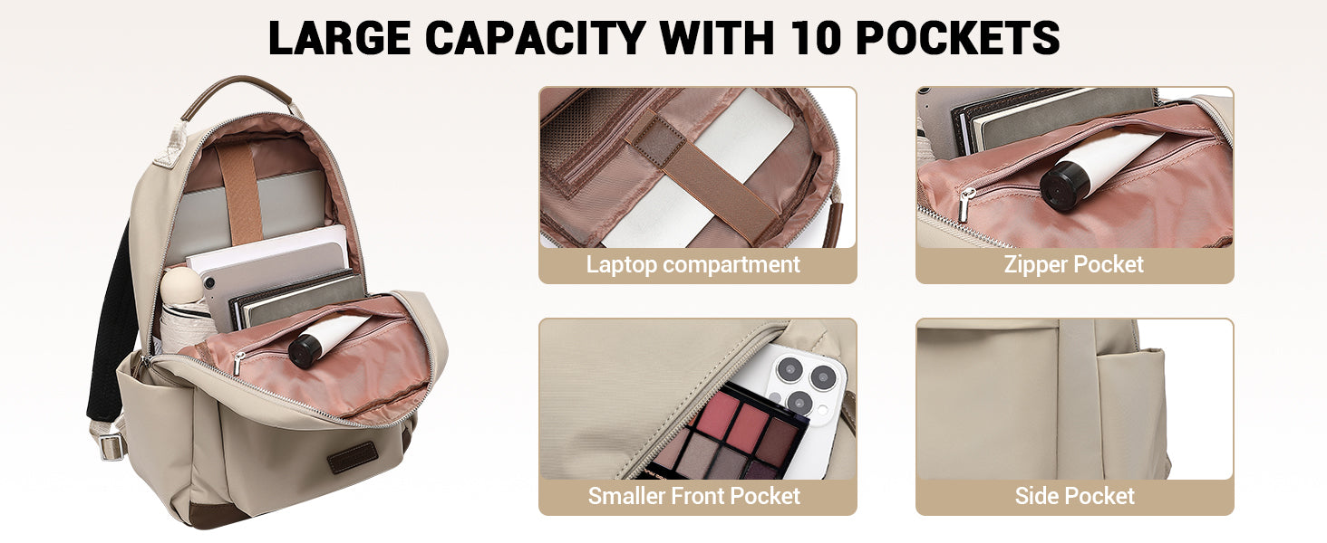 Miss Lulu Women's Anti-Theft Small Backpack - Lightweight Nylon Rucksack for Travel & Daily Use