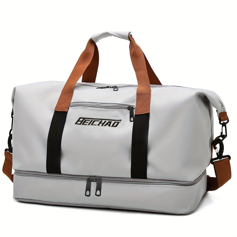 Large Tote Bag, Unisex Square Bag, Shoulder and Crossbody Bag for Men and Women, Short Business Trip Handheld Luggage Storage Bag, Men's Sports Gym Bag, Lightweight and Portable Handheld Bag, Messenger Bag [Zipper Direction R