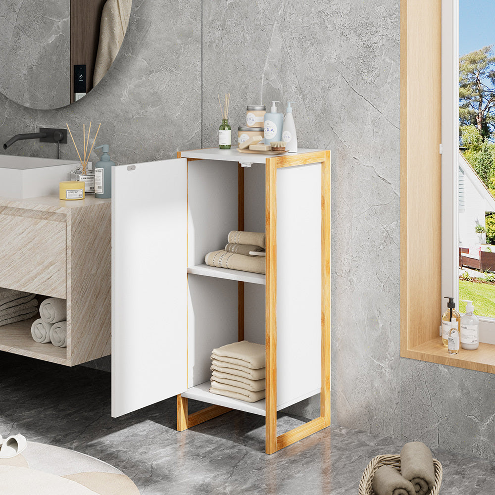 Bathroom Cabinet Bathroom Storage Cabinet Half-Height Bathroom Cupboard with 2-tier Compartments for Bathroom Hallway and LivingRoom White 80x33x30cm