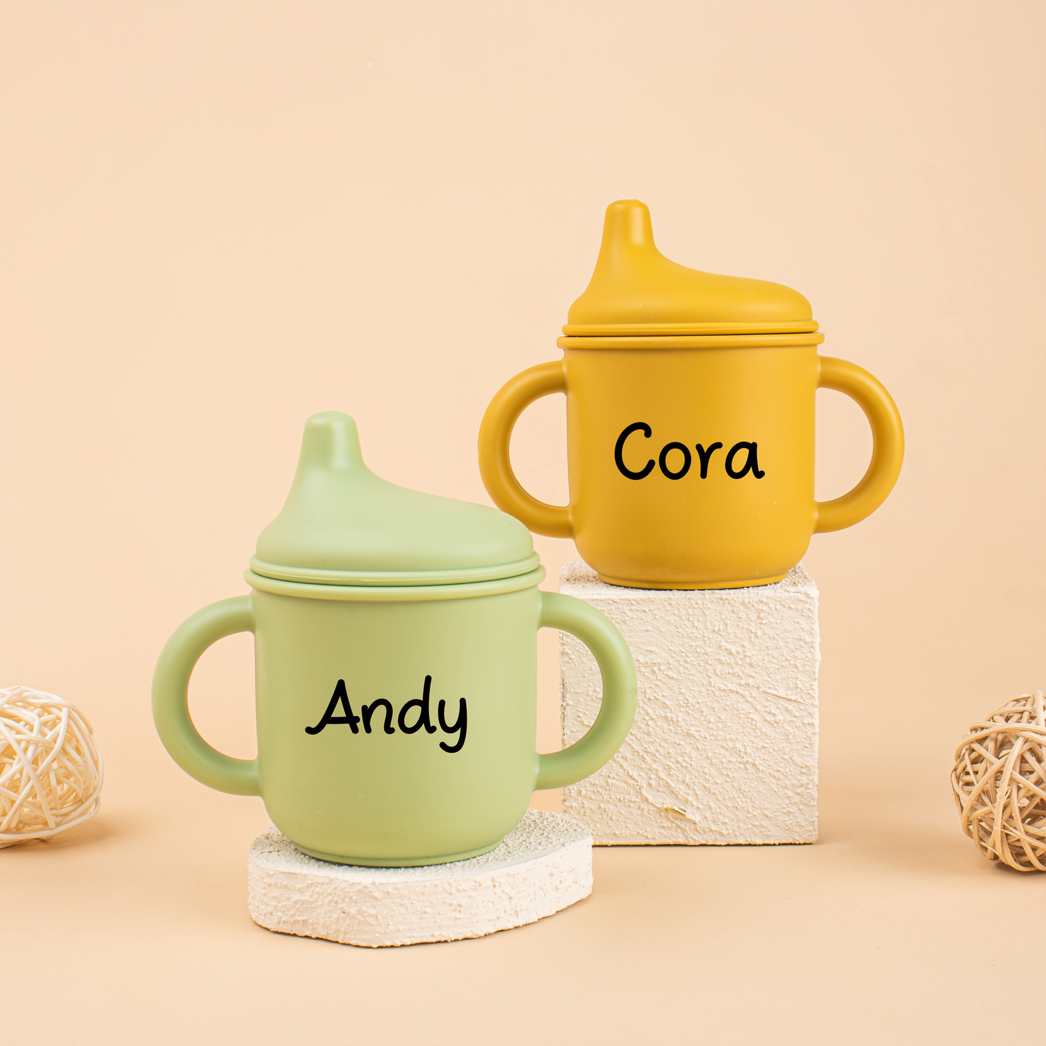 Personalized Silicone Drinking Cup for, Custom Engraved Sippy Cup, Tumbler, Perfect Gift for .