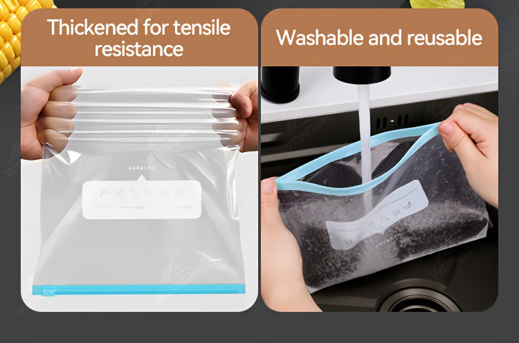 60pcs Reusable Food Storage Bags - 3 Sizes Available, Zipper Sealed & Leak-Proof, Suitable for Fruits, Vegetables, Meat & Grains, Essential for Kitchen Organization