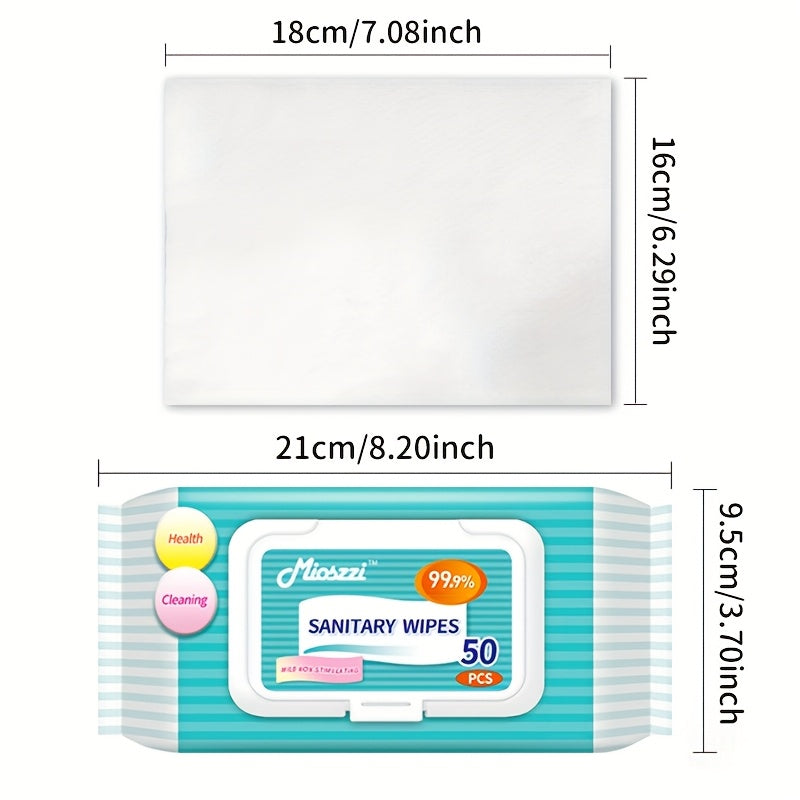 50pcs Per Pack, Non-Woven Material, Essential for Outdoor Travel, Daily Use, Family-Sized Disposable Cleaning Wipes