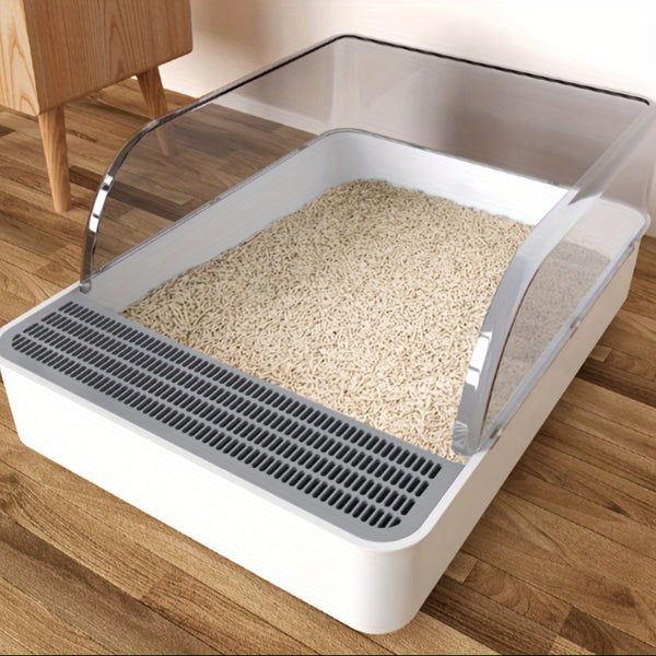 Extra Large Open Cat Litter Tray High Sided Deep Jumbo Rim Pan Box Loo Toilet Cat Litter Tray Litter Box, High Sided Large Cat Litter Tray, Anti-Spillage, Easy to Clean Cat Litter Box with Litter Scoop, Open Top Kitten Litter