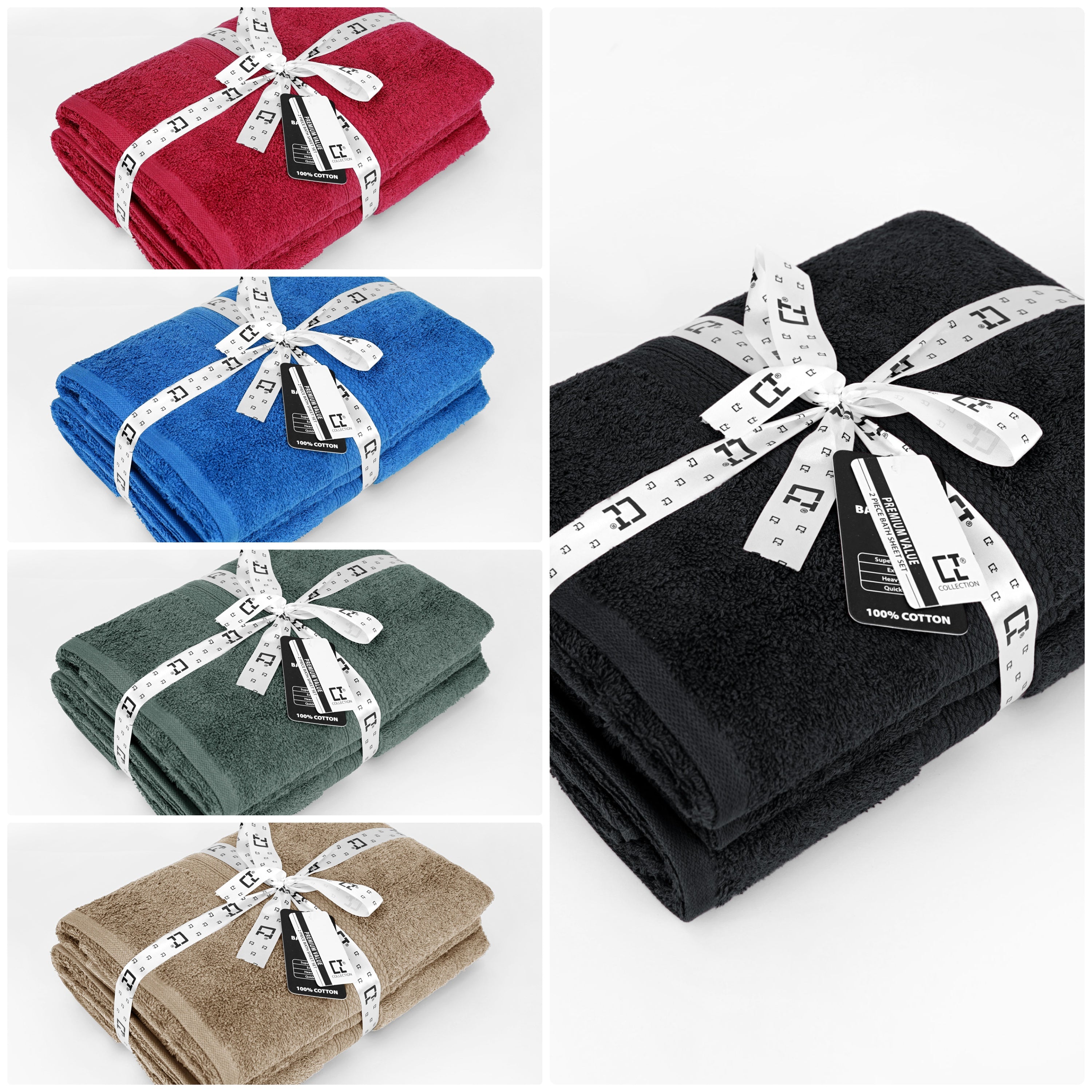 2x Premium Jumbo Bath Sheet Highly Absorbent and Quick Dry 100% Egyptian Cotton 90 X 170 Cm