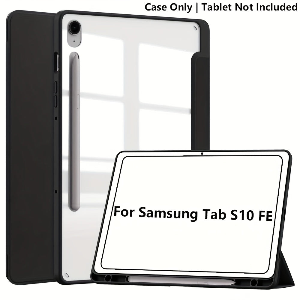 For Samsung for galaxy Tab S10 FE/S9 FE/S9 Case, Featuring a Clear Back Cover, Automatic Sleep/Wake Functionality, [Slim Protective Design] [Stand Capability] [Scratch