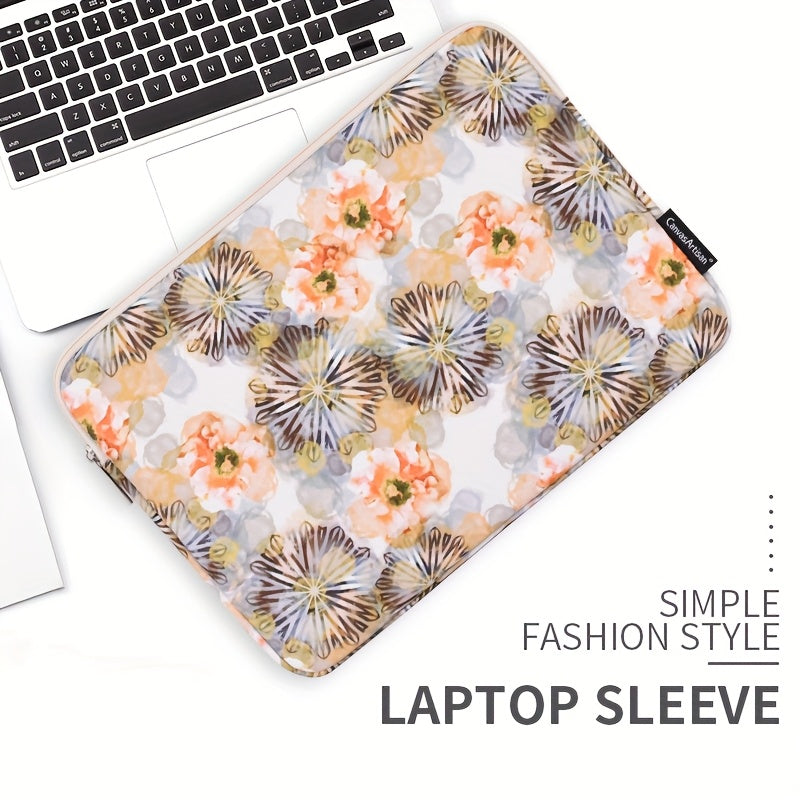 Shockproof Laptop Case Notebook Bag with Floral Print - Durable, Zipper Closure, Compatible with MagicBook SurfaceBook, Casual Style
