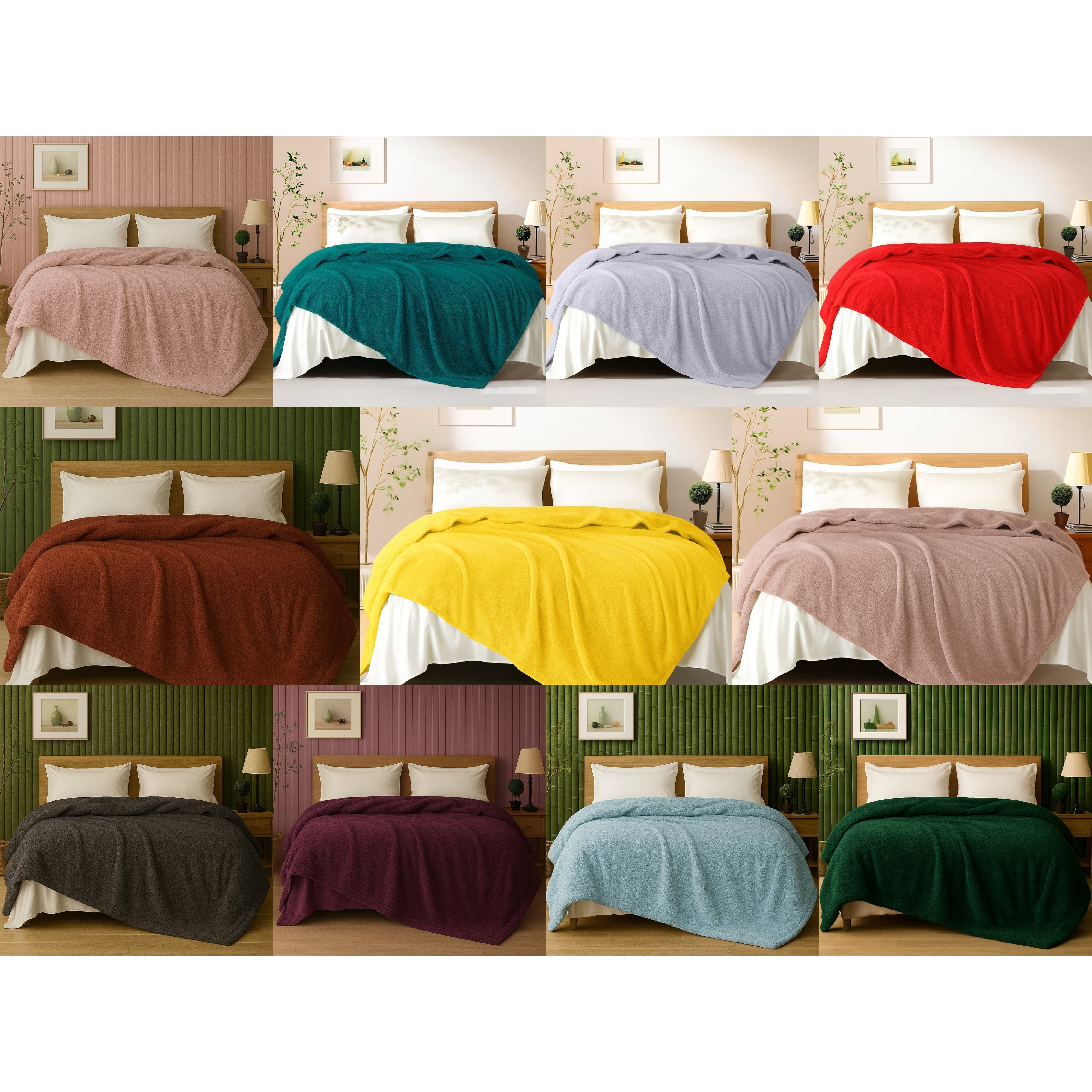 ELAFY Teddy Fleece Throw Blanket – Soft, Warm, Plain Sofa Bed Couch Cover, Lightweight Winter Blanket – Multiple Colors & Sizes