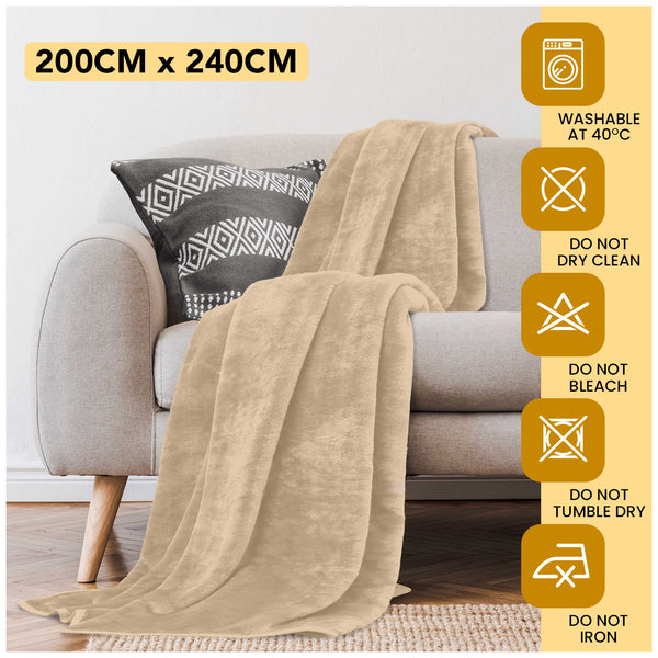 GC GAVENO CAVAILIA Faux Fur Throw Blanket Double Size (200x240cm) | Super Soft Fluffy Mink Blanket for Sofa & Bed, Lightweight and Cozy Decorative Throw for All Seasons | LOCAL WAREHOUSE | UK BRAND