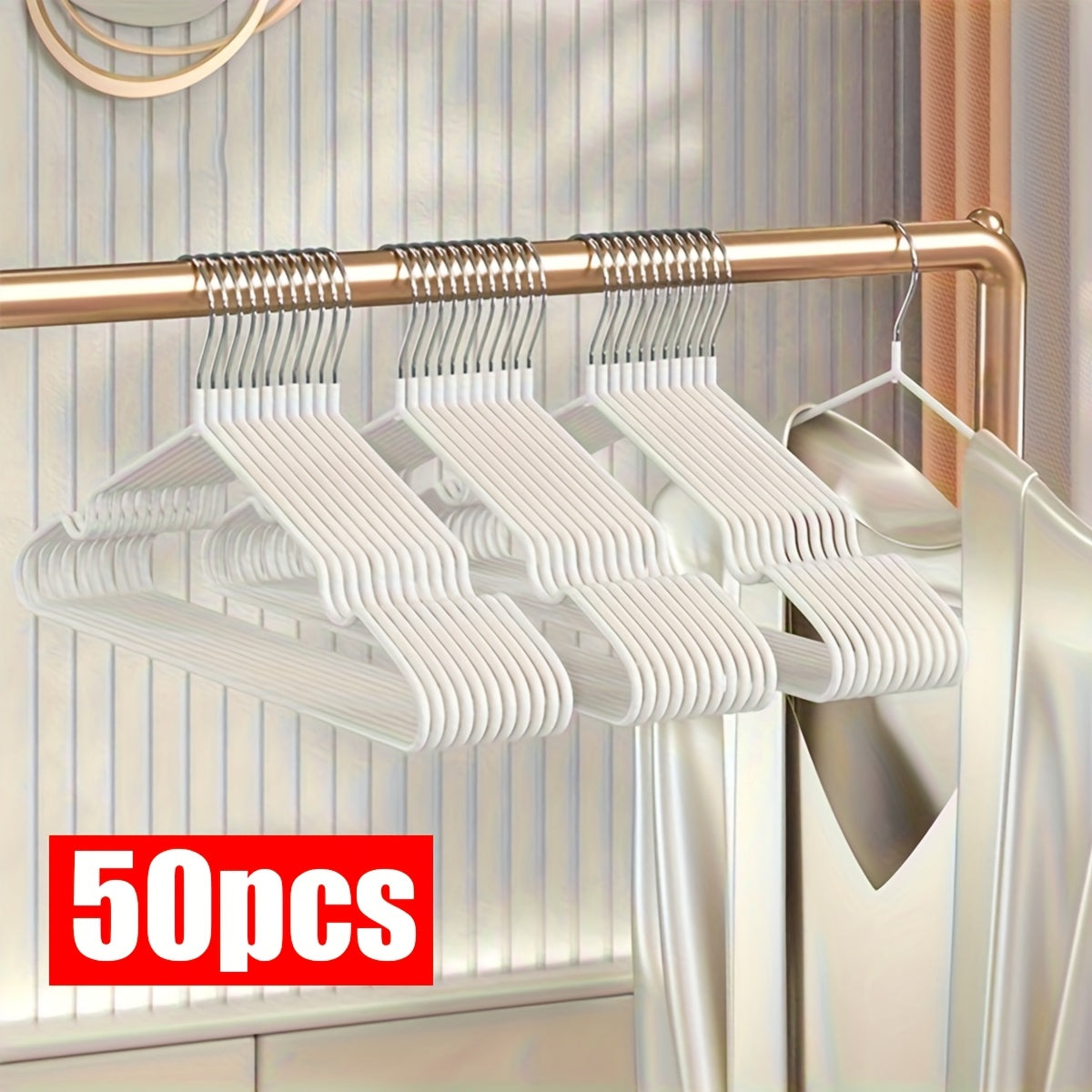 50-Pack Plastic-Coated Clothes Hangers – Durable, Waterproof, Anti-Slip Adult Wardrobe Hangers – Ideal for Daily Use, Christmas Gifts & Holiday Organizing
