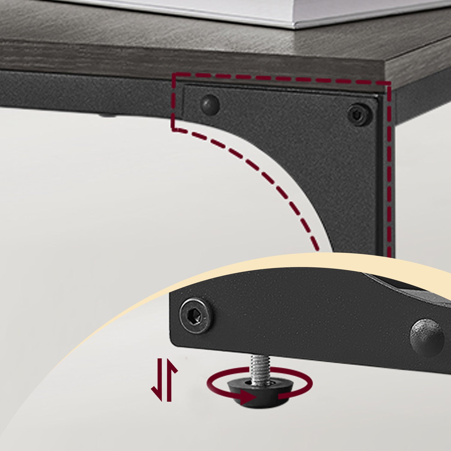 C-Shaped End Tables, Set of 2, Sides Table for Sofa, Small TV Tray Tables for Living Room, Bedroom, Ebonized Oak Finish and Black