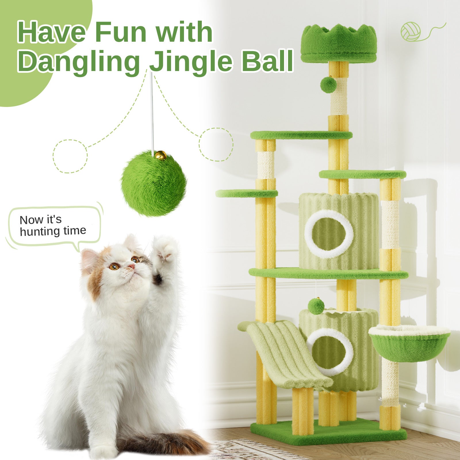 Dogat Extra - Large Cat Activity Tree Tower - 162cm Cat Condo with Hammock - Ideal for Both Adult Cats and Kittens! A Must - Have for Feline Fun and Comfort.