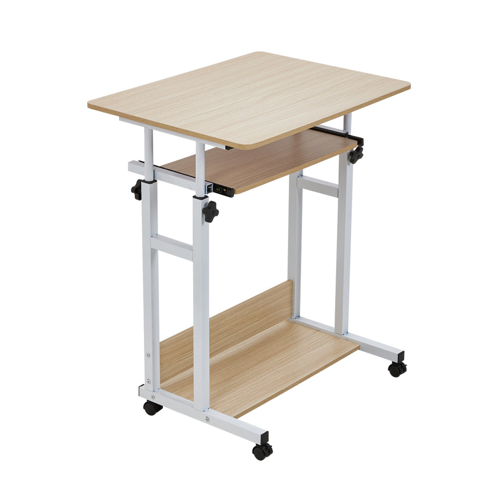 1Pack Adjustable Laptop Desk - Height-Adjustable Mobile Workstation for Sofa/Bedside, Multi-Scene Table for Living Room & Bedroom, Wood Tone 23.62x17.72x27.17-33.46inch