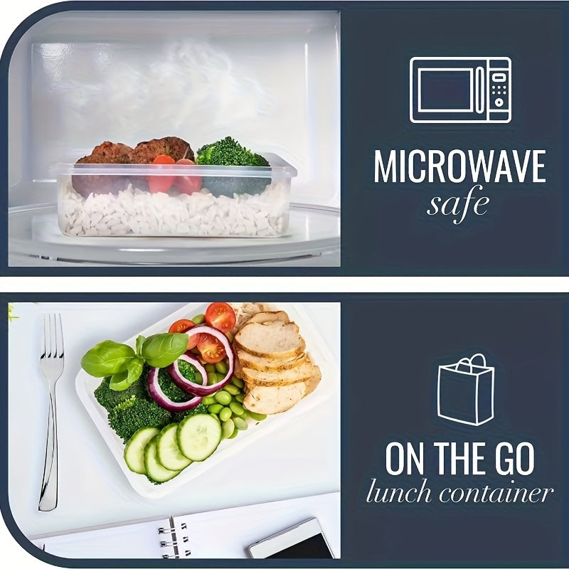 2/3pcs Rectangle Food Storage Container Set, Leakproof, Microwave Dishwasher Freezer Safe, Reusable, PP, Air-tight, Hand Wash, Latch Closure, Multipurpose, Non-Electric, with Lids, for Fruits, Vegetables, Meat,Outdoor Equipme