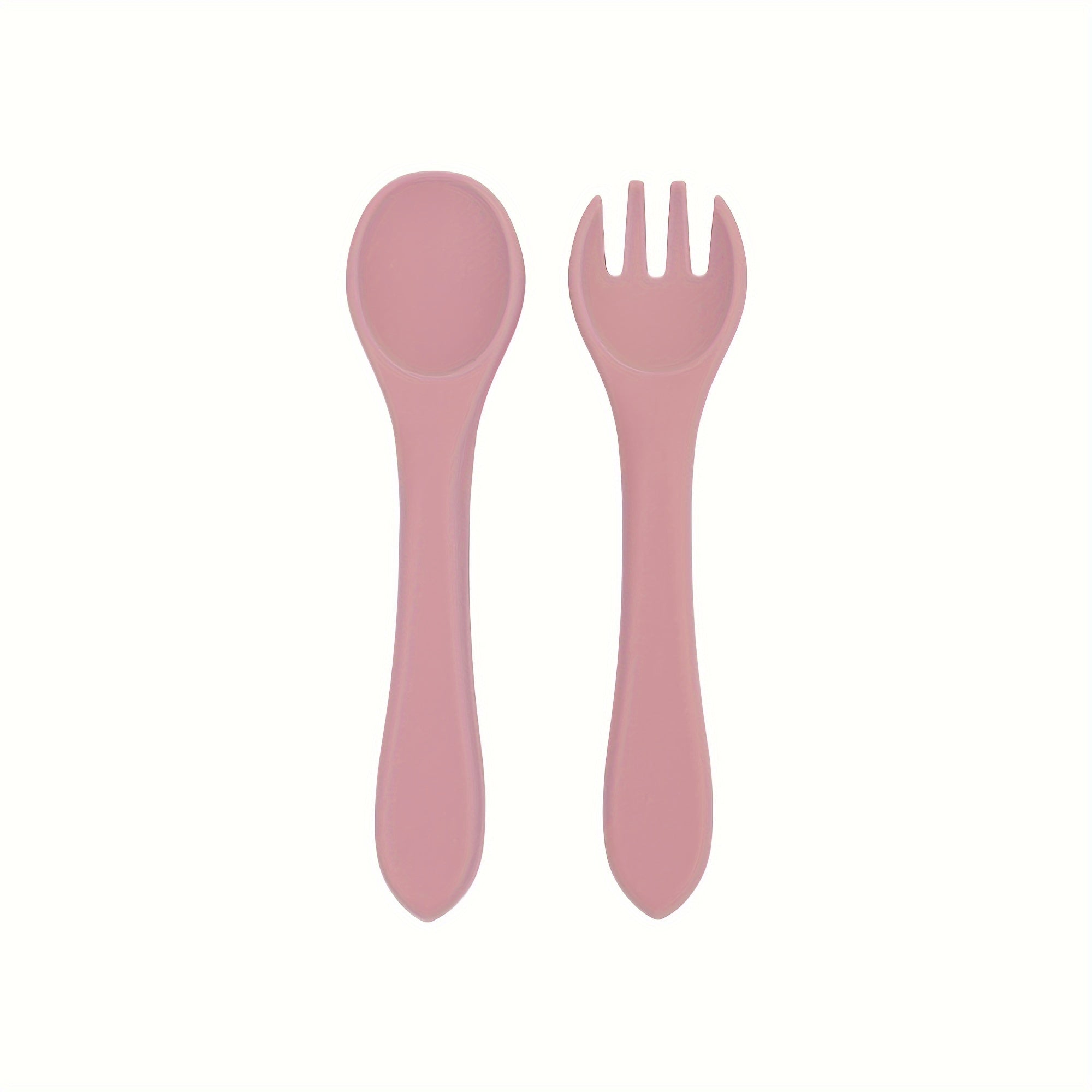 TYRY.HU Customizable Baby Fork and Scoop Sets, 100% Silicone, BPA FREE, Toddler Baby Led Weaning Silverware Cutlery Flatware, Kids First Self Feeding, with Blue, Beige, Space Gray, Deep Pink, Green and Pink Options, for Newbo