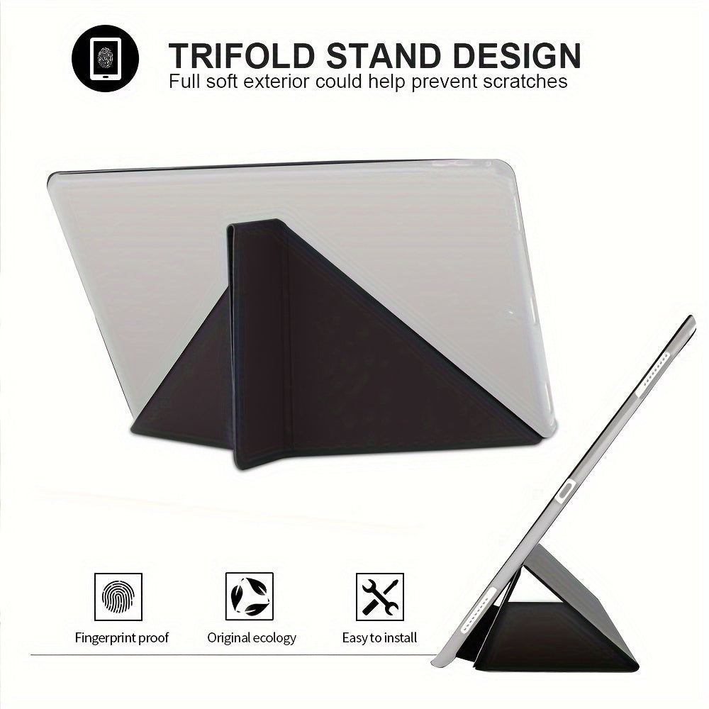 Foldable Lightweight Hard Shell Case for iPad Air 1-9, for iPad 5th-11, for iPad Mini 5-4, Artificial Leather with Adjustable Stand - Protective Cover for 26.67cm to 27.69cm Models