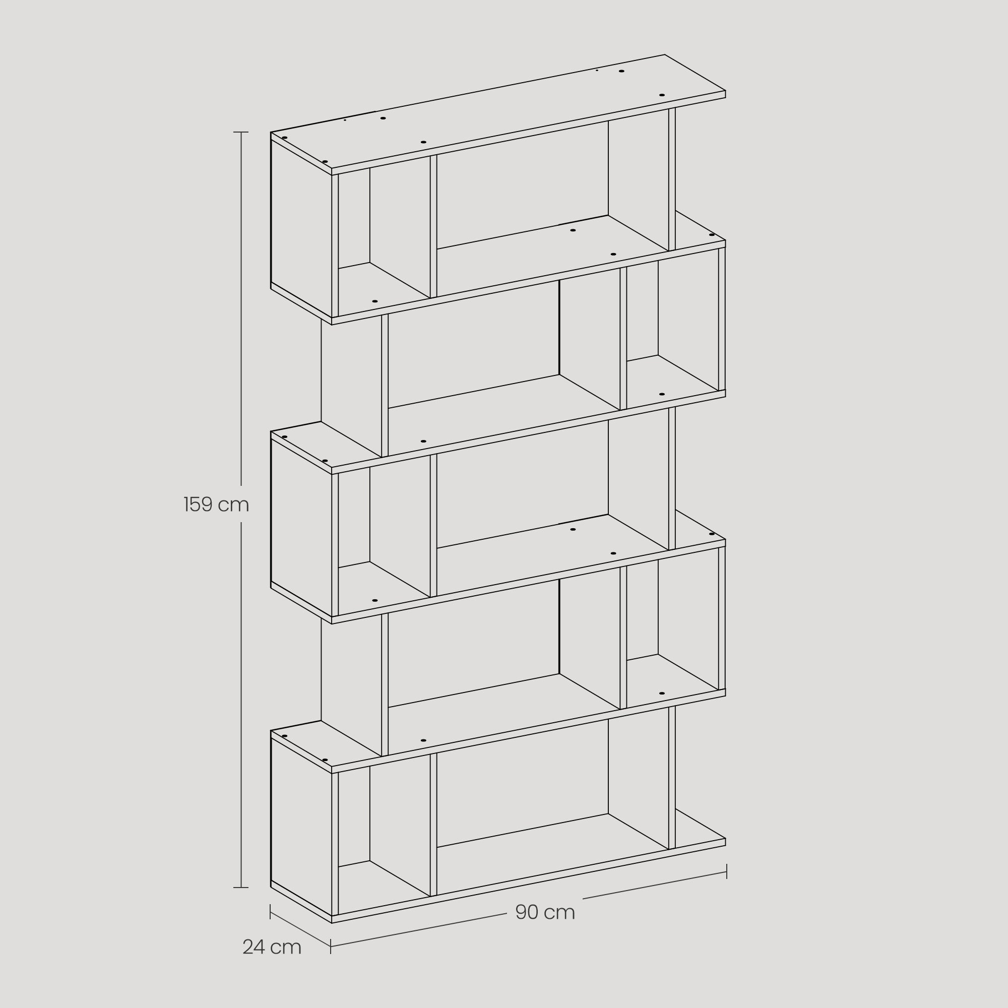 Bookshelf, 5-Tier Bookcase, 24 x 90 x 159 cm, Storage Shelf with Open Compartments, for Living room, Bedroom, Office