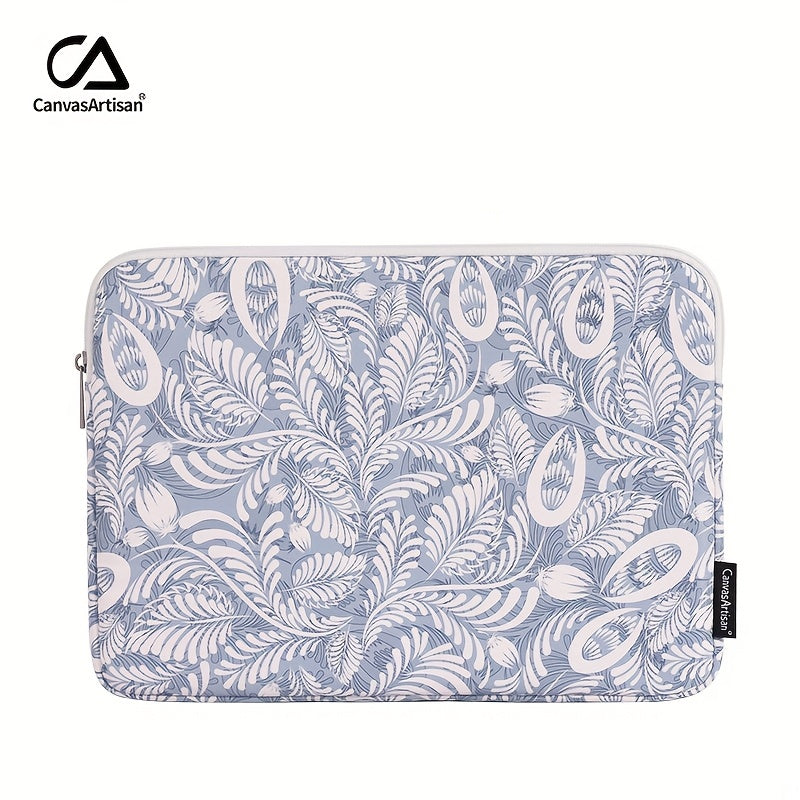Canvas Artisan Shockproof Laptop Case Bag with Floral Print - Compatible with for lenovo MacBook Matebook, Durable Zipper Closure, Polyester Lining, Lightweight Design for Daily Commute & Outdoor Use, Laptop Bag, Portable Tec