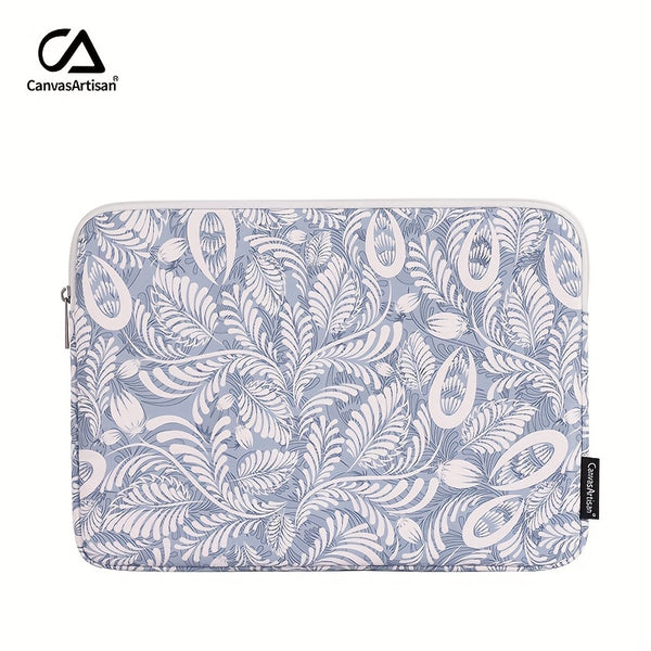 Canvas Artisan Shockproof Laptop Case Bag with Floral Print - Compatible with for lenovo MacBook Matebook, Durable Zipper Closure, Polyester Lining, Lightweight Design for Daily Commute & Outdoor Use, Laptop Bag, Portable Tec