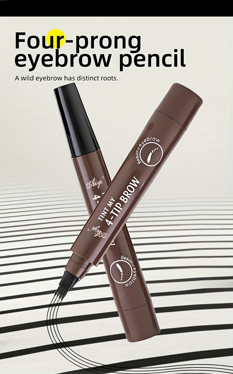 6-Pack Makeup Artist Special One-Stroke Shaped Simulation Eyebrow Feeling Ultra-Thin Four-Pronged Eyebrow Pen Waterproof and Anti-Scratch No Bleeding Natural Three-Dimensional Eyebrow Pen Natural and Vivid Roots Clear Not Rem