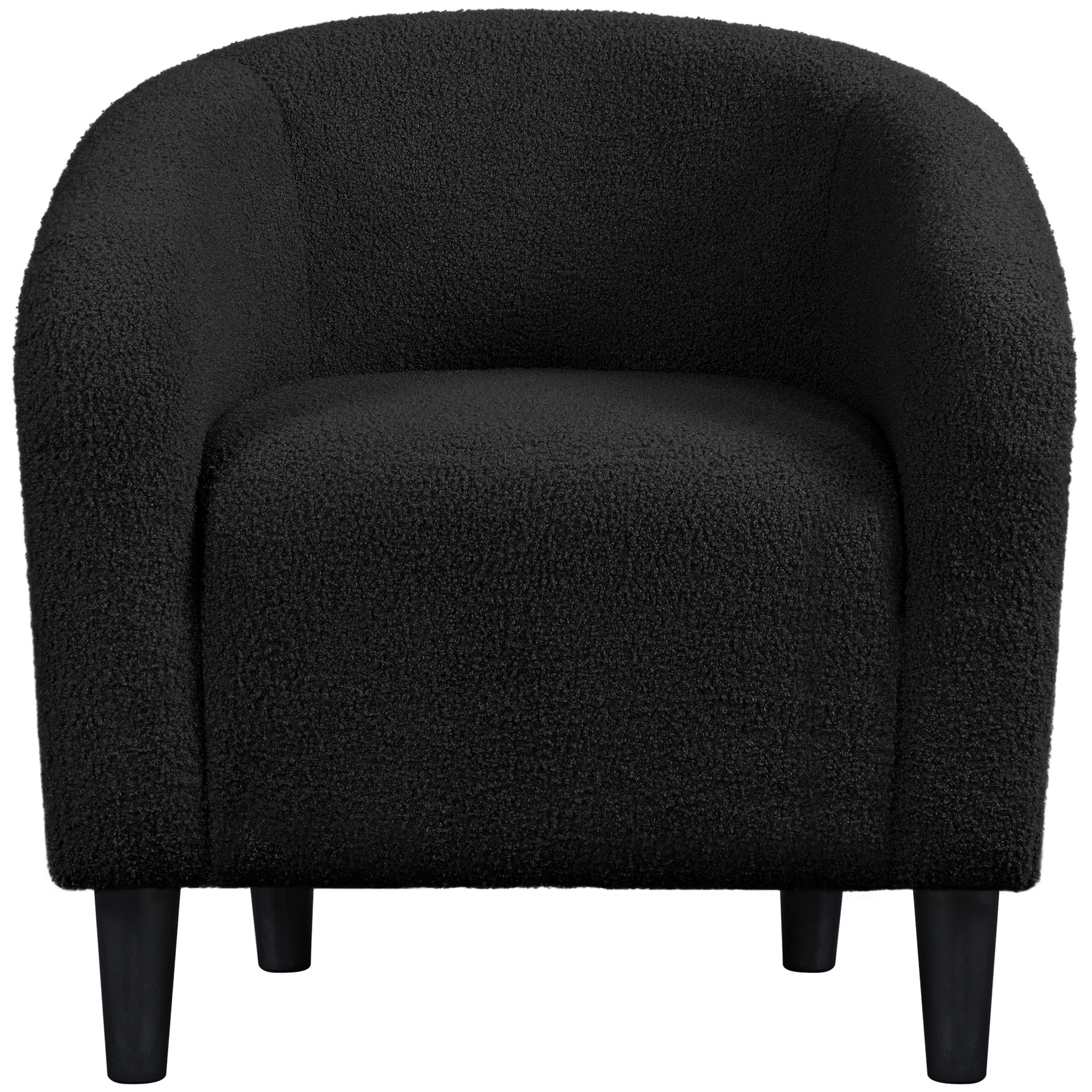 Costoffs Accent Chair, Boucle Arm Chair, Upholstered Arm Chair, Barrel Chair, Barrel Club Chair with Rounded Back/Robust Legs/Armrests for Living Room/Bedroom/Office/Home, Dark Gray/Ivory/Mustard Yellow/Black