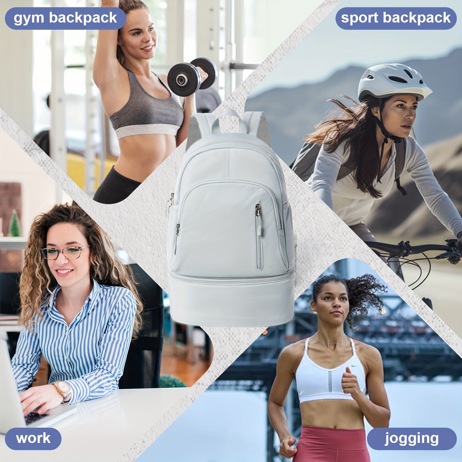 Lightweight Travel Backpack with Independent Shoe Compartment - Large Capacity, Nylon, White, Perfect for Hiking, Camping, and Business Trips, Carry-On Friendly with Laptop Sleeve, Backpack for Travel