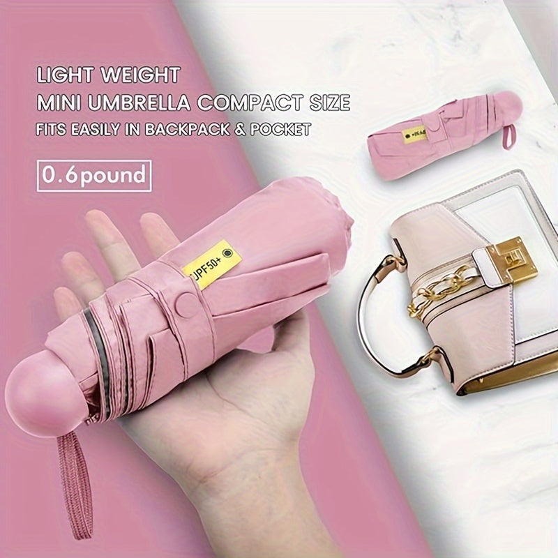 Thickened 5-Fold Mini Umbrella – Windproof, Ultra-Light, Compact Capsule Design, 6-Rib Manual Open with Rubber Handle, Stylish Portable Umbrella for Men, Women & Kids