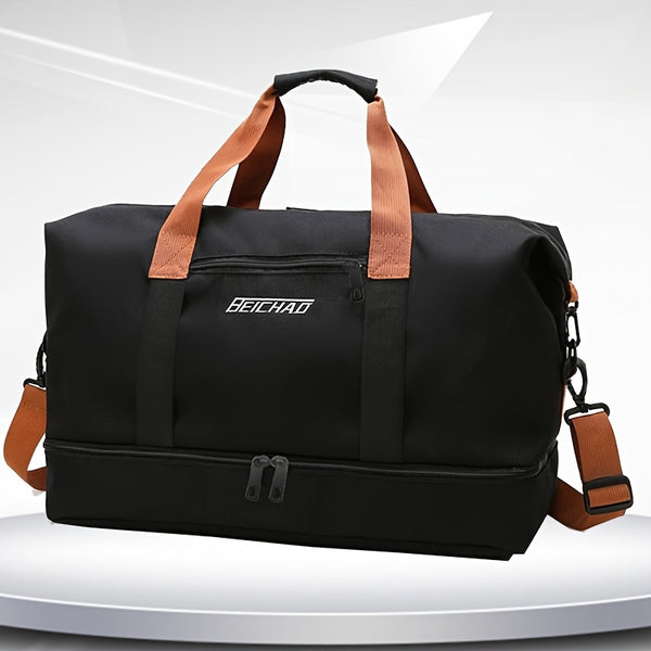 Large Tote Bag, Unisex Square Bag, Shoulder and Crossbody Bag for Men and Women, Short Business Trip Handheld Luggage Storage Bag, Men's Sports Gym Bag, Lightweight and Portable Handheld Bag, Messenger Bag [Zipper Direction R