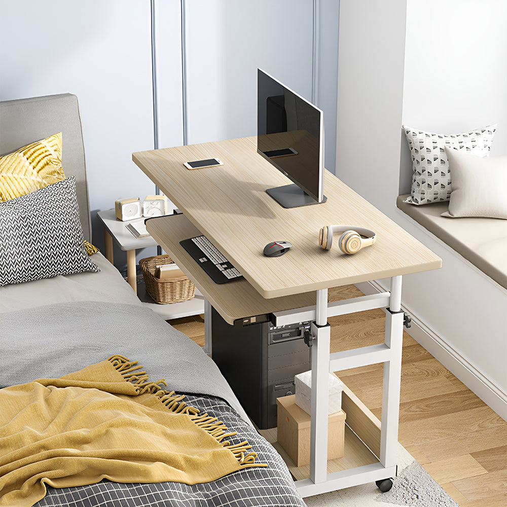 1Pack Adjustable Laptop Desk - Height-Adjustable Mobile Workstation for Sofa/Bedside, Multi-Scene Table for Living Room & Bedroom, Wood Tone 23.62x17.72x27.17-33.46inch