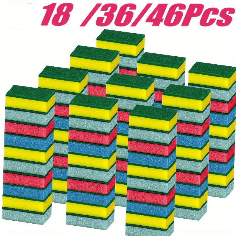 Dishwashing Sponges , Colorful 18/36/46 , Multi-Purpose Quick-Dry Plate Sponges , High-Density Sponge Cloths , Kitchen Supplies , Household Cleaning Dish Scrub Wipes