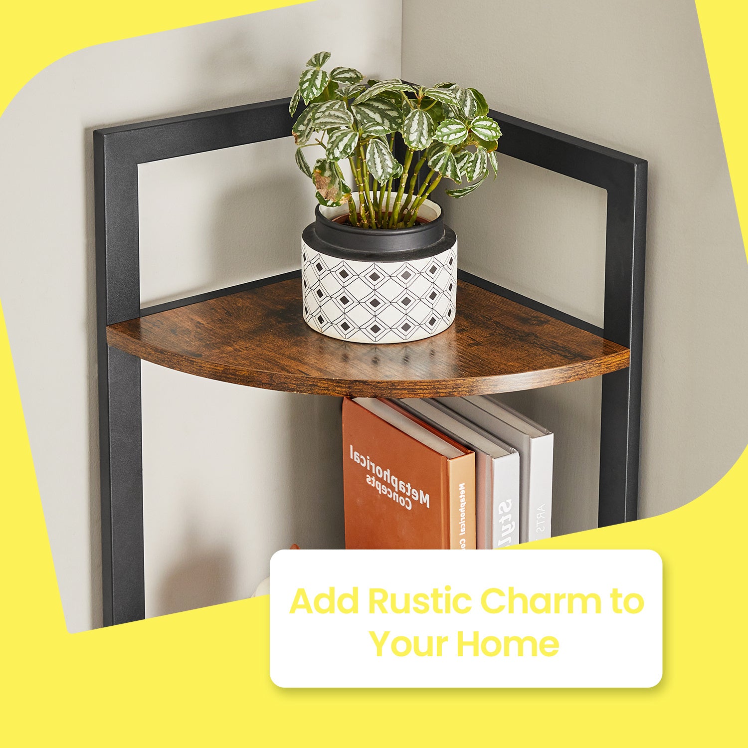 5-Tier Corner Bookcase – Industrial Style Plant Rack & Storage Unit for Living Room, Bedroom
