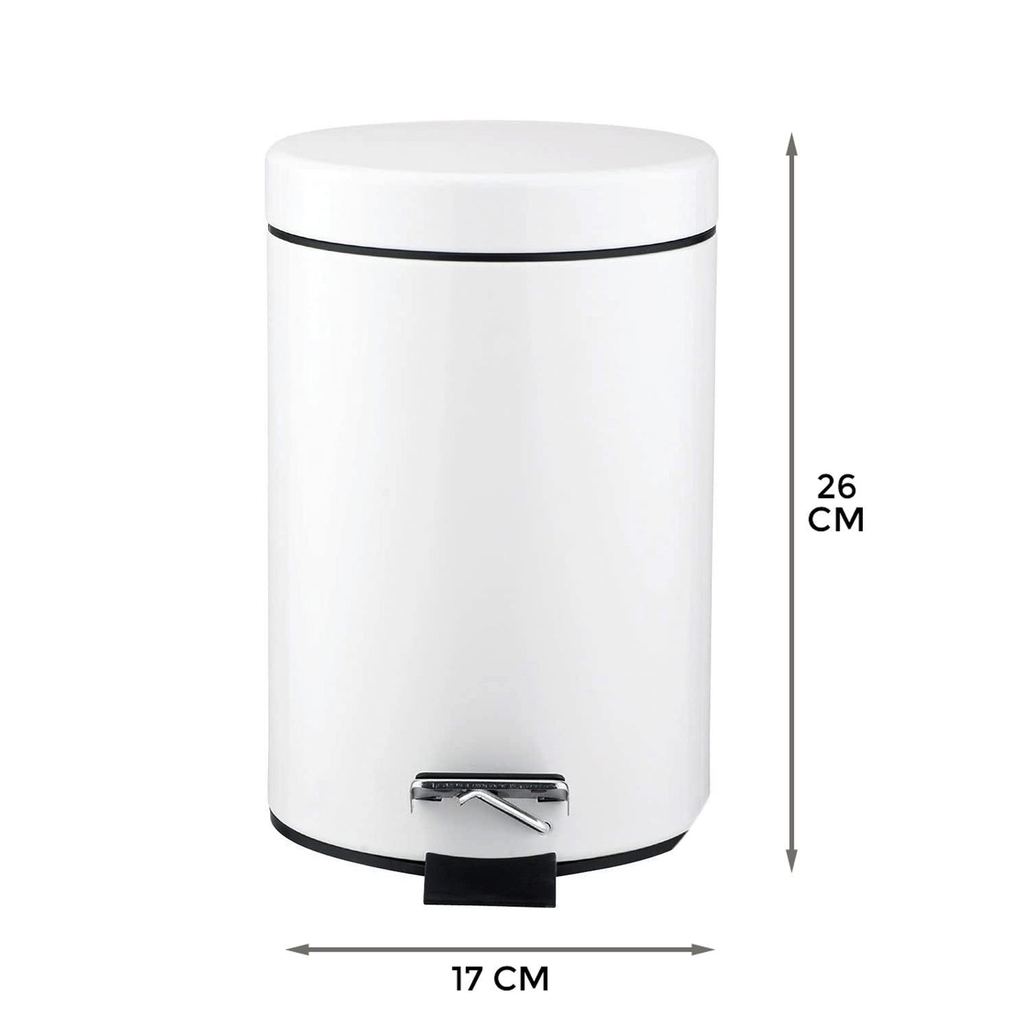 3 Litre Pedal Bin, Bathroom Bin for Rubbish and Waste-Stainless Steel Small Toilet Bin, Inner Removable Plastic Bucket-Ideal Size for Bedroom Toilet Waste