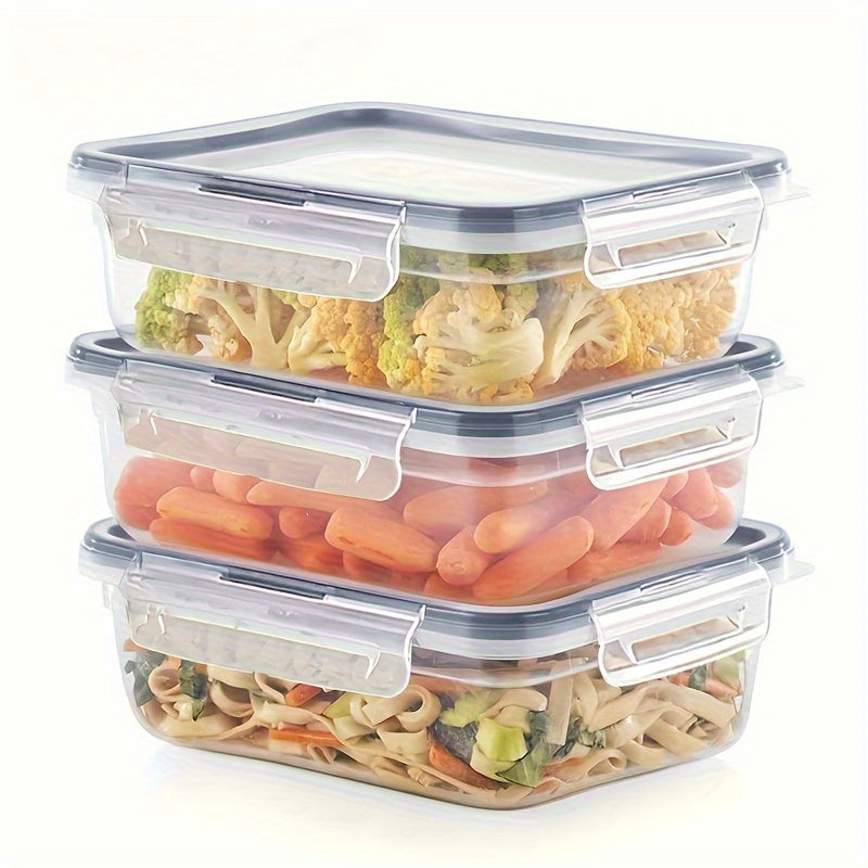 2/3pcs Rectangle Food Storage Container Set, Leakproof, Microwave Dishwasher Freezer Safe, Reusable, PP, Air-tight, Hand Wash, Latch Closure, Multipurpose, Non-Electric, with Lids, for Fruits, Vegetables, Meat,Outdoor Equipme