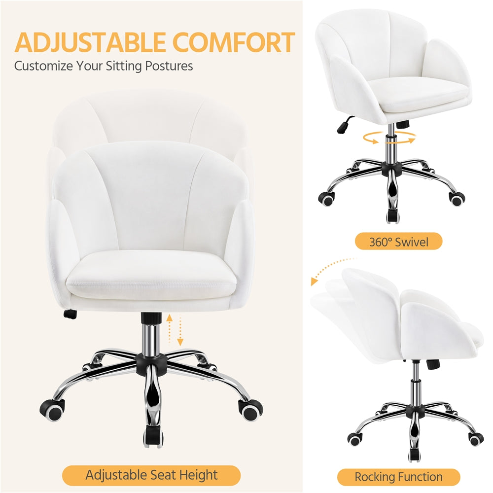Costoffs Desk Chair Rolling Office Chair Adjustable Makeup Vanity Chair Computer Chair with Armrests for Home Office