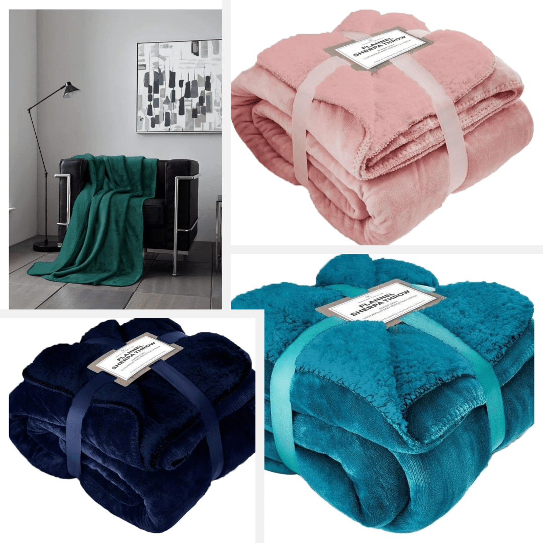 4B Sherpa Throw Blanket -Premium Super Soft Plush and Cozy Layer for Bed, Sofa and Couch, Reversible Fleece Style, Lightweight Yet Warm Decorative Blanket for All Seasons, Ideal for Home, Travel and Everyday Comfort.