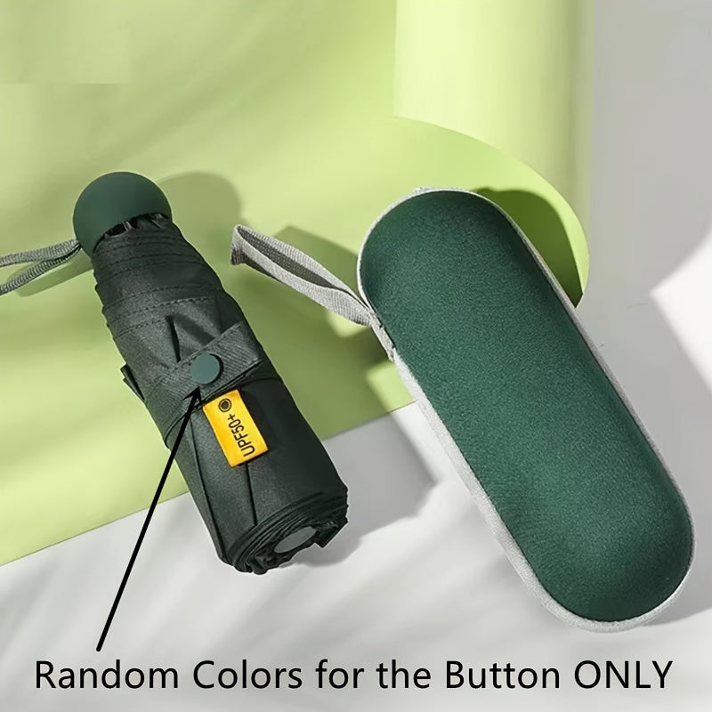 Thickened 5-Fold Mini Umbrella – Windproof, Ultra-Light, Compact Capsule Design, 6-Rib Manual Open with Rubber Handle, Stylish Portable Umbrella for Men, Women & Kids